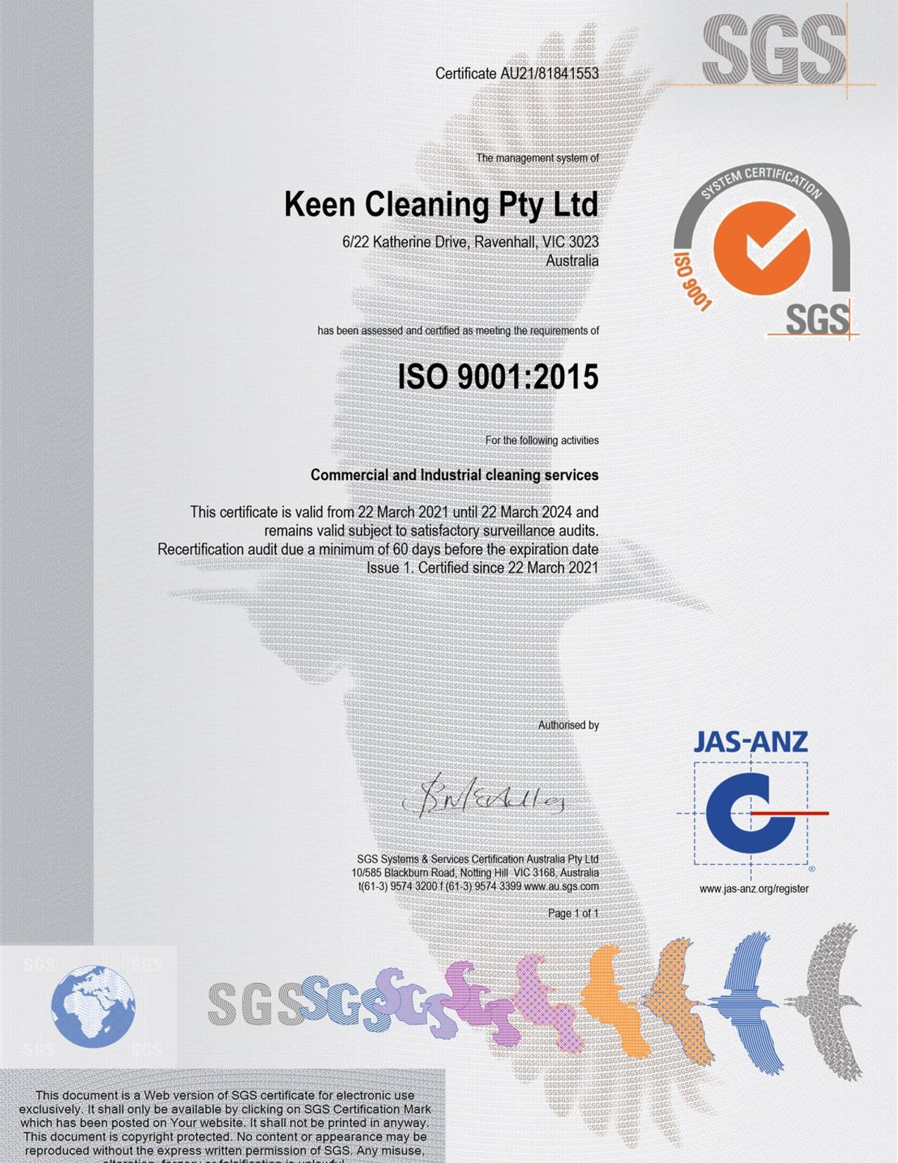 Keen-Cleaning-Pty-Ltd QMS
